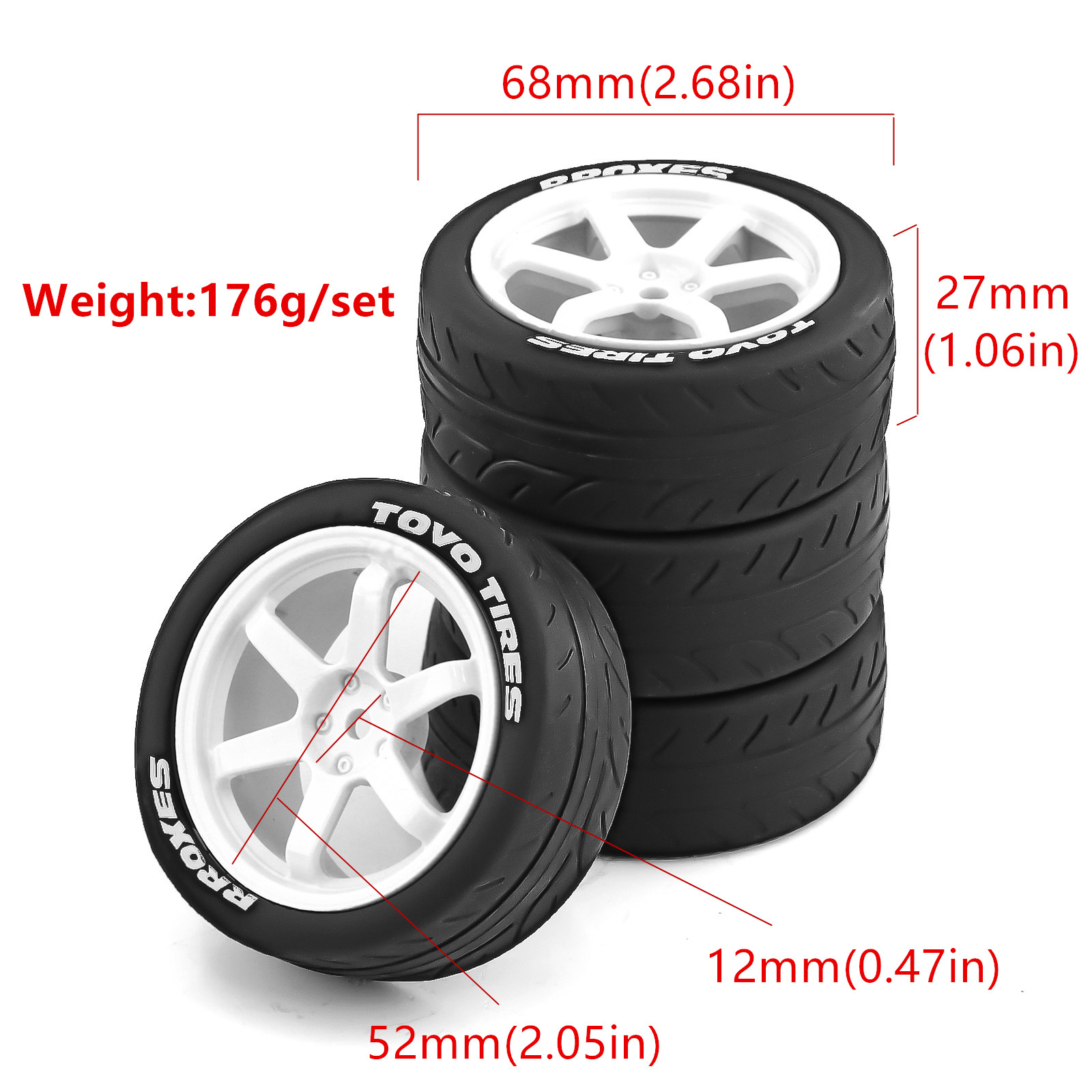 1/10 RC On Road Tires Rubber R - Tamiya Model Rc Car 评论和价格
